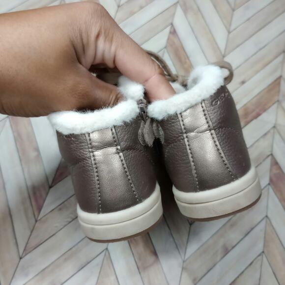 Geox Girls Kids Trottola High Cut Shoes Lace Up Faux Fur Metallic Brown US 7 - Picture 6 of 9